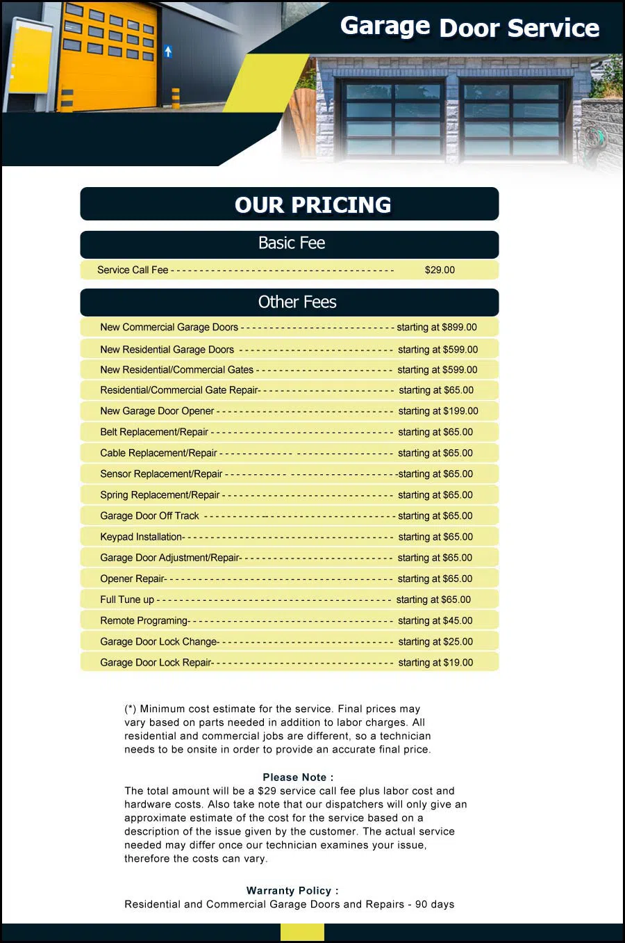 Garage Door & Opener Repairs New York, NY 212-918-5376